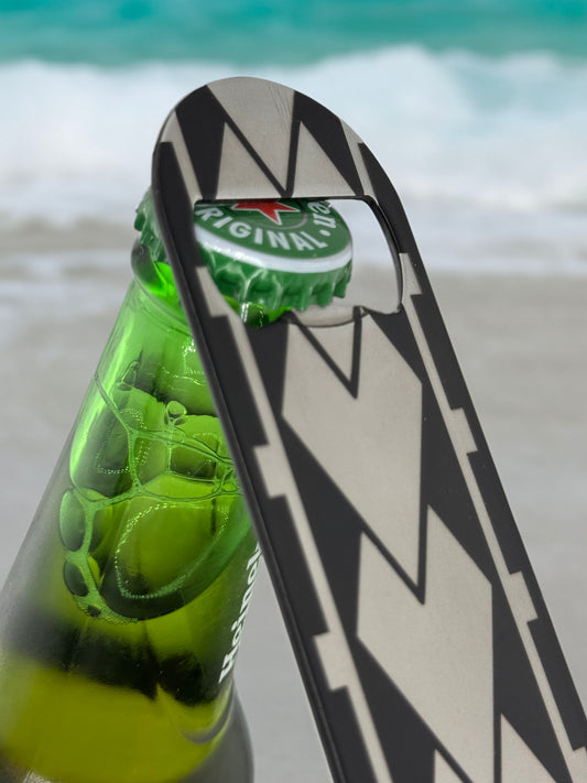 Island Style Bottle Opener Stainless Steel Polynesian Design