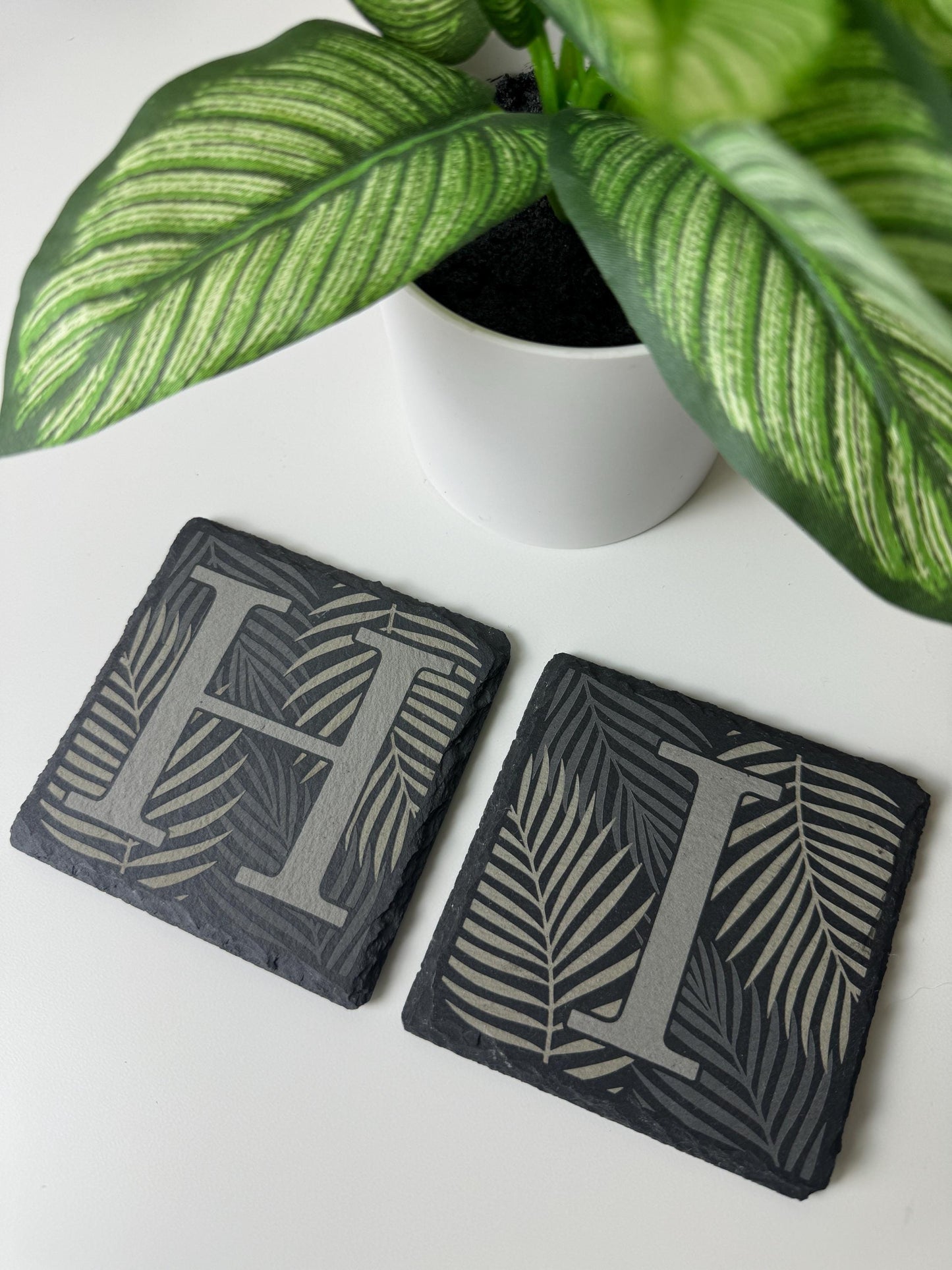 Palm Leaf Monogram Coasters